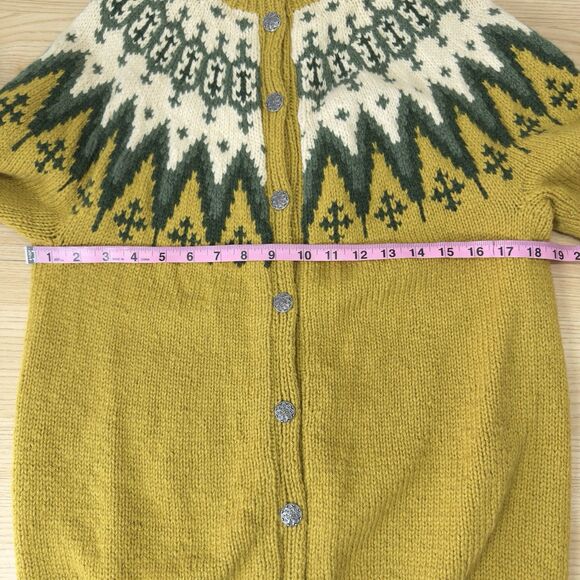 Saga Knit Fair Isle Cardigan Women’s Medium Nordic Wool Lodge Cabin Hand Knit - Picture 11 of 13
